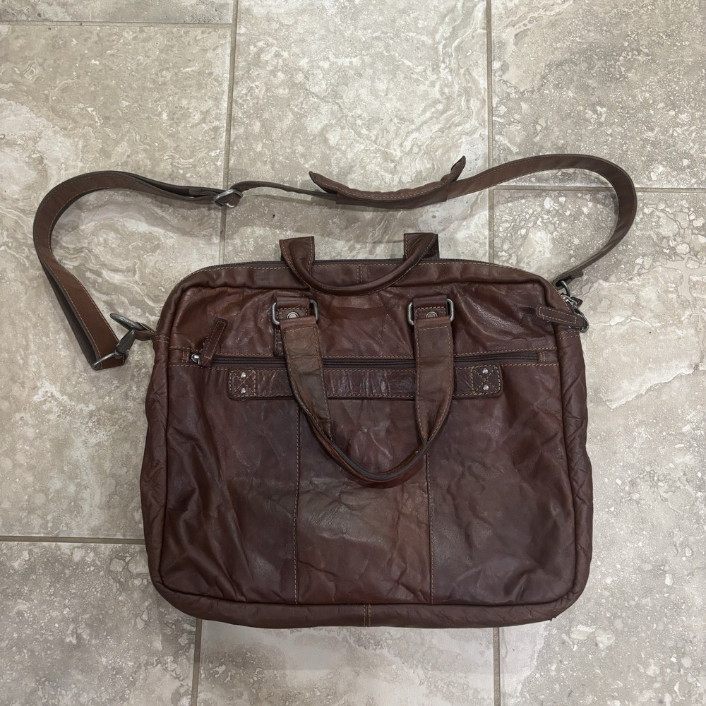 Jack Georges Voyager Buffalo Leather Briefcase #7317, Hand-stained,‎ Cross-body